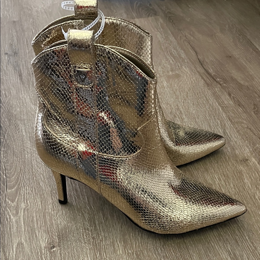 Guess Metallic Gold Heeled Boots